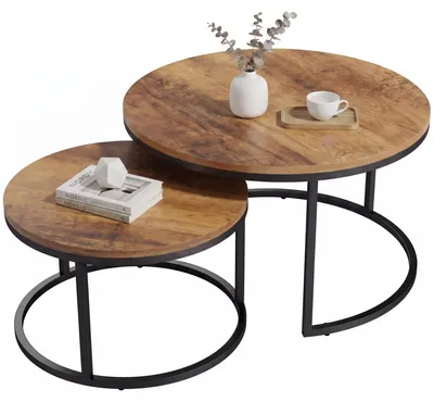 Produktbild von HOMCOM Couchtisch 2er Set, Beistelltische im Industrie-Stil mit Metallgestell