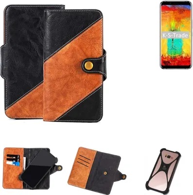 Produktbild von K-S-Trade Handyhülle Schutzhülle Bookstyle Case Wallet-Case kompatibel mit Leagoo S8 Pro Handy Cover Bumper Klapphülle schwarz hellbraun 1x