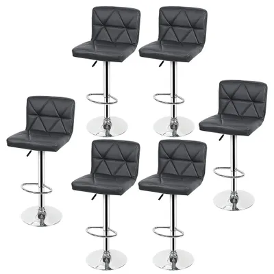 Produktbild von 6er set Barhocker aus Kunstleder, höhenverstellbar, Barsessel Barstuhl Esszimmer Grau