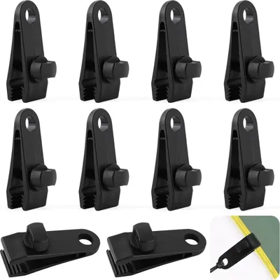 Produktbild von 10 Stück Planenspanner Tarp Clips Zeltplanen Planenclips Kunststoff Planenbefestigung Camping Zelt Clip Zeltklammern Planenhalter Einstellbar Befestigungsclips für Planen,Markisen,Zelte,Vordächer