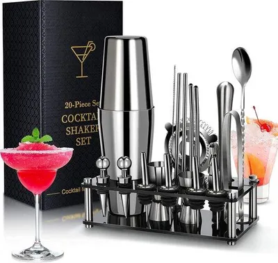 Produktbild von Famanu Cocktail Shaker Set 20-teilig - Professionelles Bartending Kit