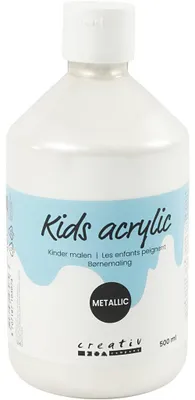 Produktbild von Creativ Company Acrylfarbe metallic weiß 500 ml - Bastelfarbe