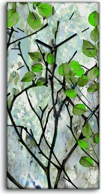 Produktbild von Wandbild Leinwand Bilder mit Uhr Geräuschlos 30x60 Baum mit grünen Blättern - schwarze Hände