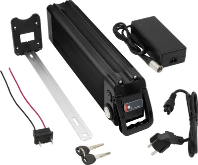 Produktbild von Komplett-Set: Maratron Akku 36V (37V) 12Ah 432Wh SilverFish schwarz mit Ladegerät und Halterung
