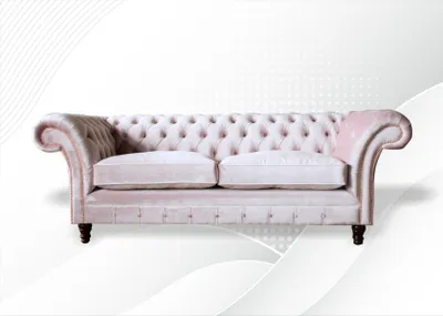Immagine prodotto di Chesterfield 3 posti in tessuto rosa salotto di design divani imbottiti divano divano