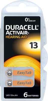 Produktbild von Duracell 400x Activair Gr. 13 Hörgerätebatterien 6er Blister PR48 Orange 24606 7300