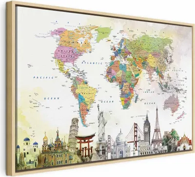 Produktbild von Italienischer Leinwand Leinwandbild - Wonders of the World (1 Part) Wide 90x60 cm Karten k-C-0117-b-a