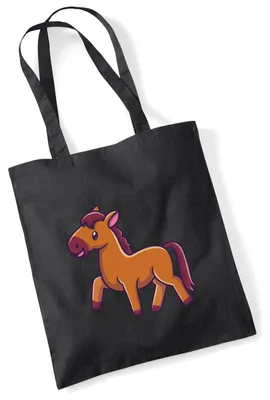 Produktbild von Huuraa Jutebeutel Pferd Comic 10 Liter Black Baumwolle Tasche Geschenkidee