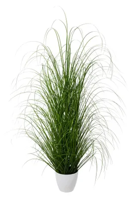 Produktbild von CREATIV green großer künstlicher Grasbusch 120cm im weißen Kunststofftopf, naturgetreues Dekogras im Topf weiß, Ziergras für Innen