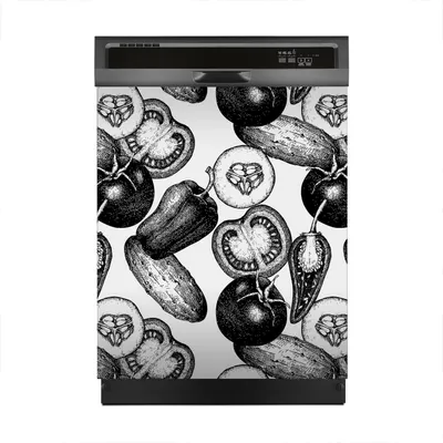 Produktbild von Aufkleber sticker 60x70 cm Dekorative folie Spülmaschine - handgezeichnetes Gemüse