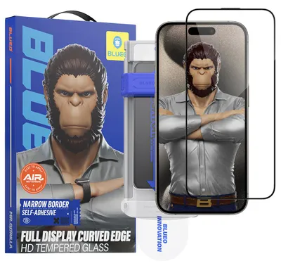 Zdjęcie produktu dla Blueo 3D HD Full Glue szkło z aplikatorem Pro do iPhone'a 16 Pro - czarne