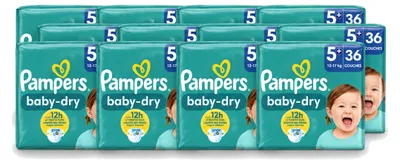 Immagine prodotto di 12 pannolini Pampers Baby-Dry taglia 5+ (12-17 kg) - confezione - 12 pezzi