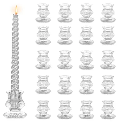 20er Set Glas-Kerzenhalter für Stabkerzen, 6 cm, Tischdeko