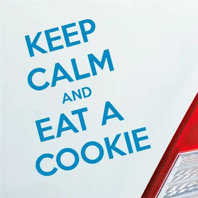 Produktbild von Auto Aufkleber Keep calm and eat a Cookie Keks 10,5x13 cm Hellblau Sticker Heckscheibenaufkleber