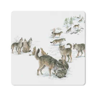 Produktbild von MuchoWow® Mauspad Mousepad Wölfe - Schnee - Winter 20x20 cm - Mousepads - Maus Mat - Pad - Mausunterlage - Desk Mat - Bureauartikeln