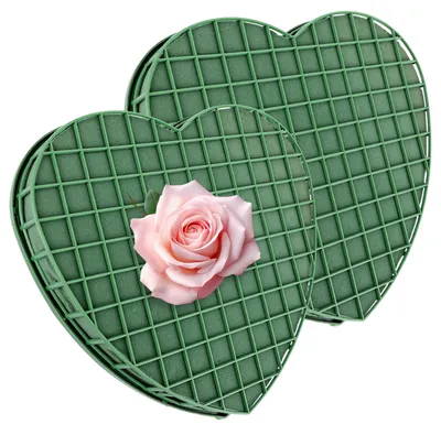 Steckschaum Herz 2er-Set 30 x 30 x 4,5 cm grün mit Raster und Saugnäpfen
