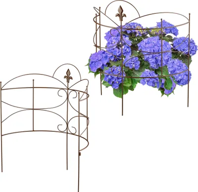 Produktbild von Relaxdays Staudenhalter, 2-teilige Rankhilfe, Pfingstrose & Hortensie, Pflanzenstütze HxB 59,5 x 53 cm, Metall, braun