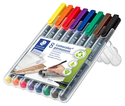 Produktbild von Permanent Marker STAEDTLER Lumocolor 0.4mm nachfüllbar 8 Farben wasserfest