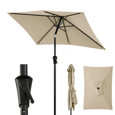 Produktbild von Sekey Rechteckiger Sonnenschirm 200 x 140 cm, Balkonschirm & Terrassenschirm mit Kurbel, UV50+ Sonnenschutz für Garten, Balkon und Terrasse
