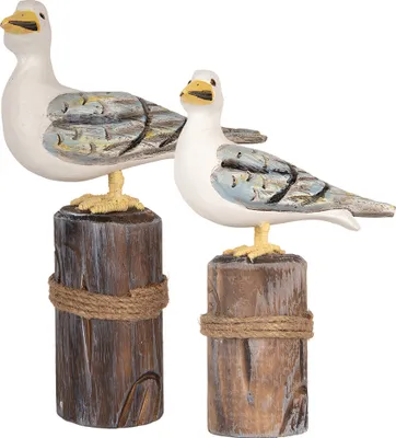 Immagine prodotto di Clayre & Eef Figura decorativa Uccelli 13x6x22 / 18x8x29 cm Legno marrone bianco