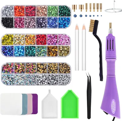 Hotfix-Applikator-Set mit 28 Farben Strass für DIY-Kleidung