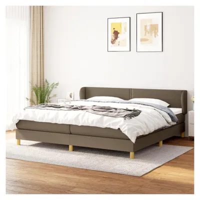 Produktbild von Lattenrost mit Matratze, Taupe, 200 x 200 cm, Stoff, Plattformbett, mit Lattenhalter, einfache Montage für Schlafzimmer, Erwachsene