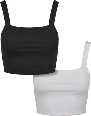 Produktbild von Urban Classics Top Damen Ladies Cropped Top Double Pack schwarz/weiß L