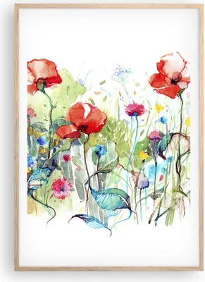 Produktbild von Gerahmtes Poster - Rahmen in heller Eiche - Blumen Wiese Blatt Natur - 70x100 cm - Wand Bild - Wanddeko - Wandbilder - Wandposter - Bilderrahmen - Bilder - Kunstdruck - Wandbild - P2NPA70x100-3076