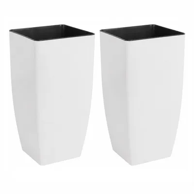 Produktbild von KMND Pflanzkübel Quadro 2er-Set mit Pflanzeinsatz 16 × 16 × 30 cm, Weiß