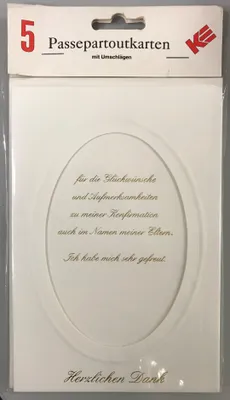 Produktbild von Danksagungskarten zur Konfirmation - Passepartout - Format 11,5 x15cm - 5er-Set - 5 Stück im Topper mit Briefumschlägen