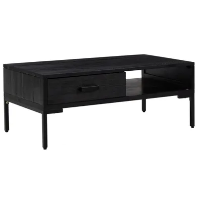 Image de vidaXL Table basse noire 90x50x35 cm pin massif