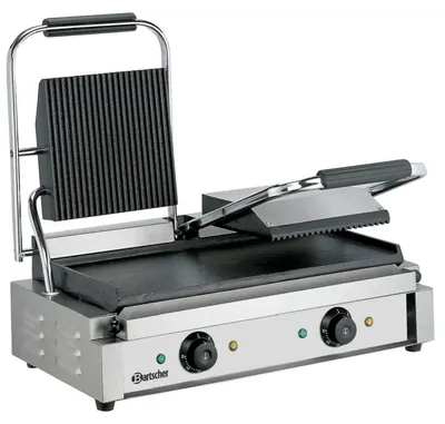Produktbild von BARTSCHER Doppel-Kontaktgrill Grillplatten oben gerillt, unten glatt