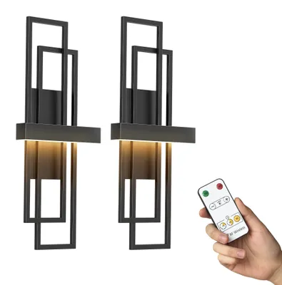 Produktbild von LED Wandleuchte Geometrisch Schwarz Kabellos 3000K 2er-Pack 50,8 cm