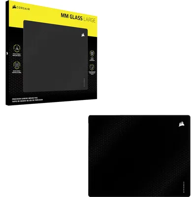 Produktbild von Corsair MM Glass Large, Schwarz, Einfarbig, Glas, Anti-Rutsch-Basis, Gaming-Mauspad