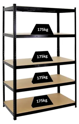 Image de Étagère de charge lourde - 180 x 120 x 60 cm - 875 kg - Noir - Pour atelier et garage