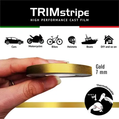 Image de Bande décorative adhésive pour voiture, dorée, 7 mm x 10 m