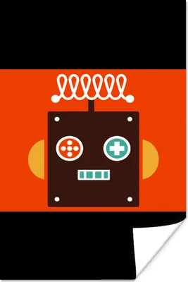 Produktbild von MuchoWow® Poster Roboter - Formen - Gesicht - Orange - Jungen - Kinder 120x90 cm - Wandbild