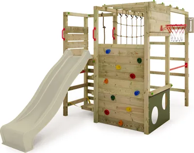 Zdjęcie produktu dla Drabinki Fatmoose ActionArena Air XXL ze zjeżdżalnią i drążkiem w kolorze szałwiowym