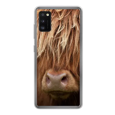 Produktbild von MuchoWow® Handyhülle Schutzhülle Hülle für Samsung Galaxy A41 Schottischer Highlander - Nase - Haare Silikon Softcase Handy Hülle - Mobiltelefon