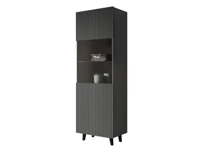 Produktbild von MIRJAN24 Hochvitrine Vamos Grey, Vitrine mit Gehärtetes Glas, Standvitrine, Fronten gefräst (Farbe: Anthrazit)