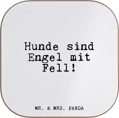 Produktbild von Mr. & Mrs. Panda Untersetzer für Gläser Hunde sind Engel mit... - Weiß - Geschenk, Getränkeuntersetzer, Tasse, Coaster, Hund, Sprüche, Haustier, weinglasuntersetzer