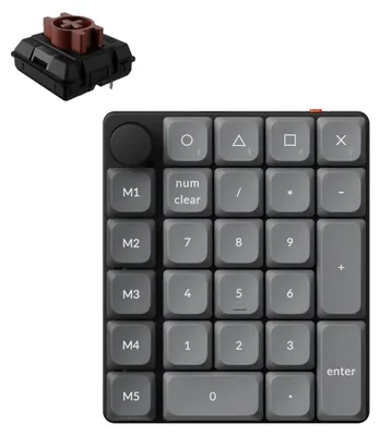 Image de Clavier numérique sans fil Keychron K0 Max, profil bas, programmable avec QMK/Launcher, 2,4 GHz et Bluetooth 5.3, taux de polling de 1000 Hz - Interrupteurs Brown en POM