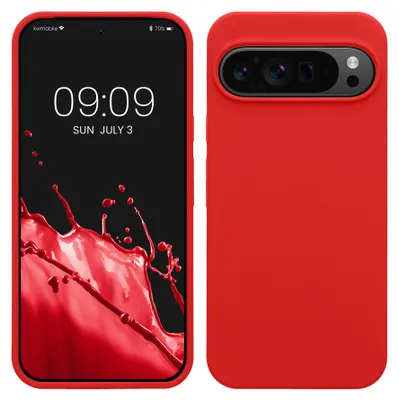 Produktbild von kwmobile Handyhülle für Google Pixel 9 Pro XL Hülle, für Pixel 9 Pro XL Case - Hülle Silikon - kabelloses Laden - Klassisch Rot