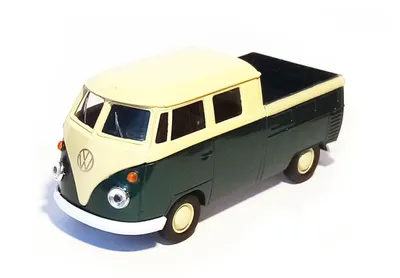 Produktbild von VOLKSWAGEN Bus T1 Doppelkabine Pick UP 12cm VW Pritschewagen Pritsche Modell Auto Metall Modellauto Spielzeugauto 77 (Grün)