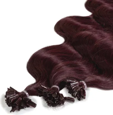 Immagine prodotto di hair2heart Premium Extension capelli umani ondulati - 25 ciocche 1g 60cm 55/65 marrone chiaro viola intenso-mogano