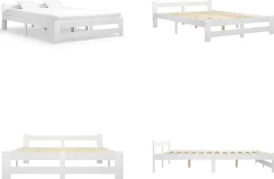 Immagine prodotto di vidaXL Letto in legno massiccio di pino bianco 160x200 cm - Struttura letto - Cornici letto - Struttura letto - Letto