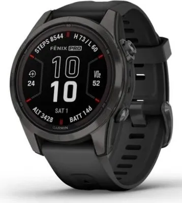 Image de Garmin fēnix 7S Pro 3,05 cm (1,2") MIP 42 mm Numérique 240 x 240 pixels Écran tactile Noir Wi-Fi GPS (satellite)
