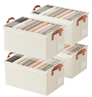 Obrázok produktu pre Organizér na oblečenie s vekom – sada 4 úložných boxov – skladovacie riešenia, ktoré sa dajú umiestňovať na seba