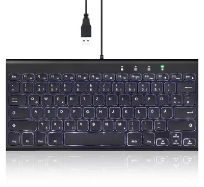 Zdjęcie produktu dla PERIBOARD-429 DE: Kompaktowa, przewodowa klawiatura. Białe podświetlenie. Cicha praca. Mechaniczne klawisze. Układ klawiszy niemiecki QWERTZ