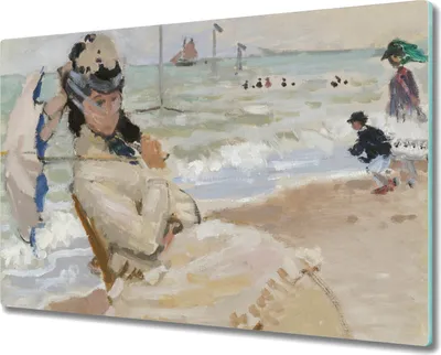 Produktbild von Coloray Schneidebrett Herdabdeckplatte 80x52 cm Kochplattenabdeckung Hackbrett Küchenbrett - Monet Strand